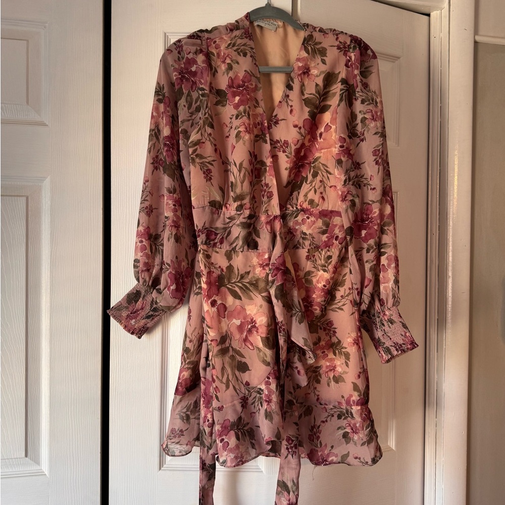 Floral Pink Wrap Dress